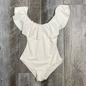 Eberjey White Off-Shoulder One Piece Swimsuit